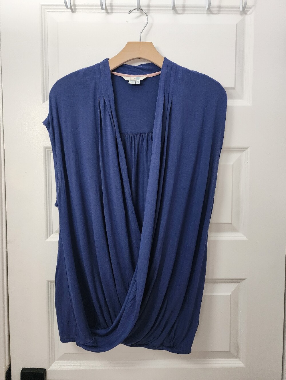 Boden Faux Wrap Blue Top Size 12 - Picture 2 of 6